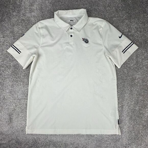 Nike Tennessee Titans On Field Polo Shirt Mens Large Team Issued White Dri-Fit - Picture 1 of 9